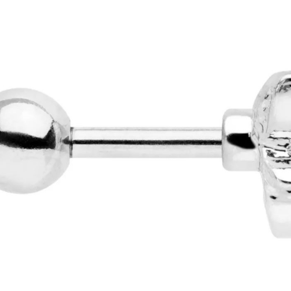 16 GAUGE 1/4 CLEAR AQUA GEM LOOP TRAGUS EARRING - Picture 3 of 4